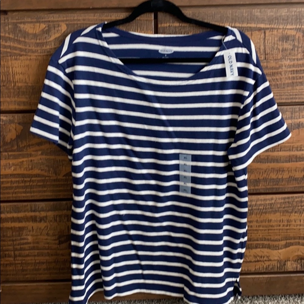 Old navy blue and white stripe tee NWT